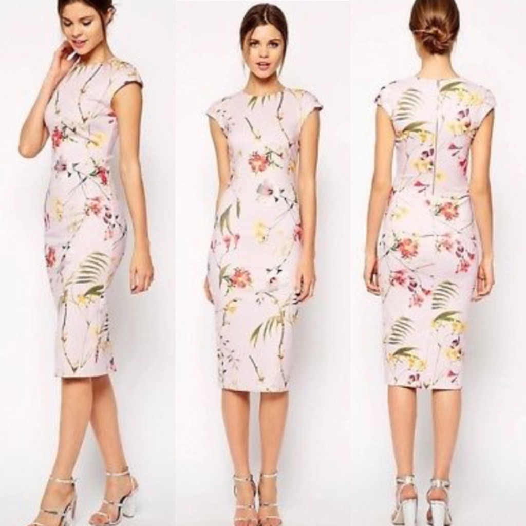 Ted Baker Blush Floral Midi Dress